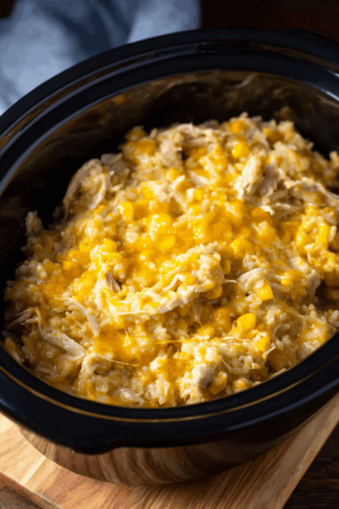 Crock Pot Cheesy Chicken And Rice Casserole