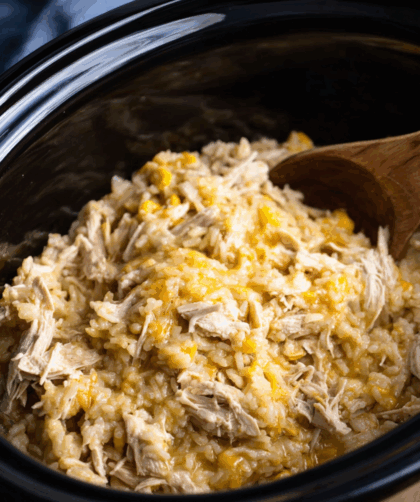 Crock Pot Cheesy Chicken And Rice Casserole