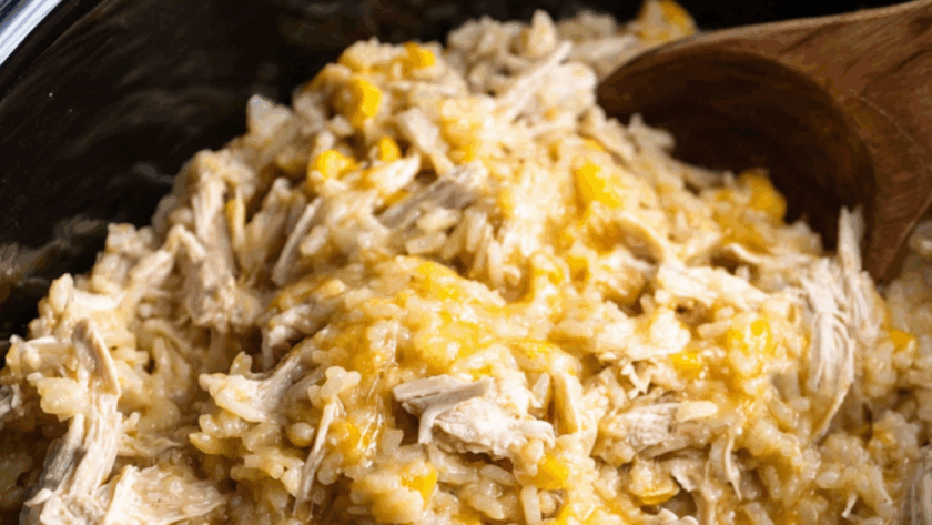 Crock Pot Cheesy Chicken And Rice Casserole