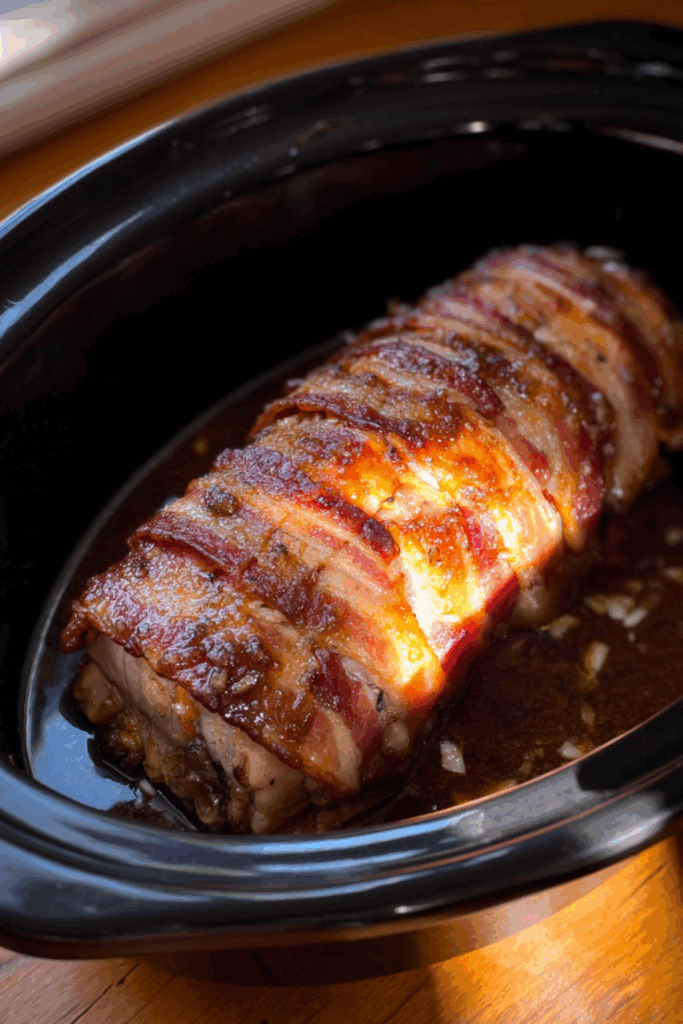 Crock Pot Bacon-Wrapped Pork Loin