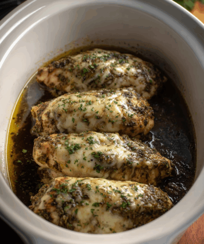 Crock Pot Chicken Pesto Mozzarella