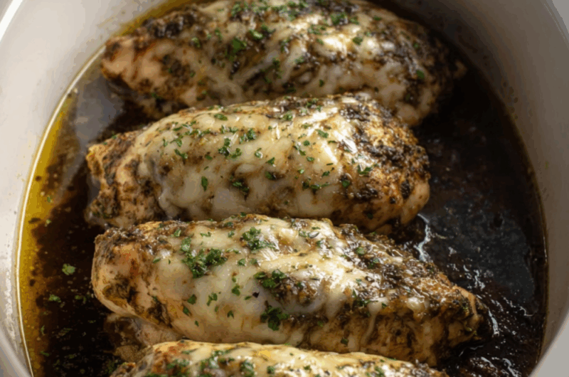 Crock Pot Chicken Pesto Mozzarella