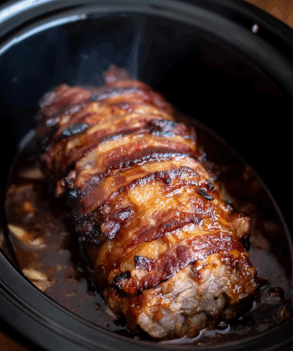 Crock Pot Bacon-Wrapped Pork Loin