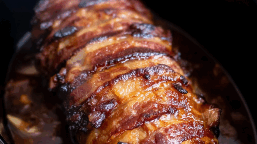 Crock Pot Bacon-Wrapped Pork Loin