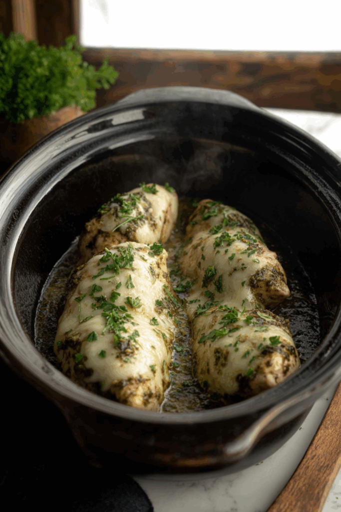 Crock Pot Chicken Pesto Mozzarella