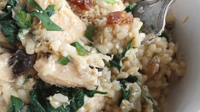 Crock Pot Chicken Risotto With Mushrooms