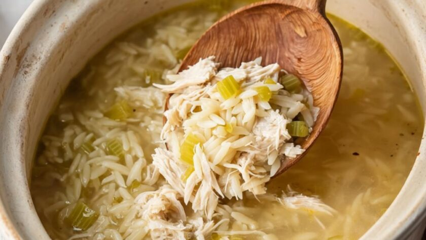 Crock Pot Greek Lemon Chicken Orzo Soup