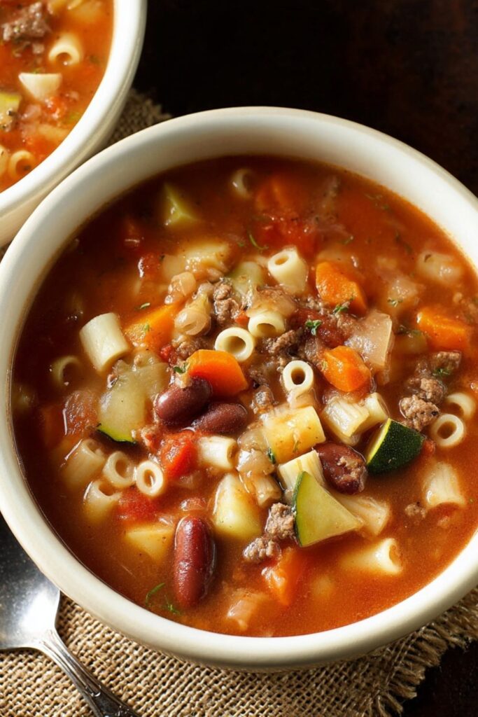 Crock Pot Beef Minestrone Soup