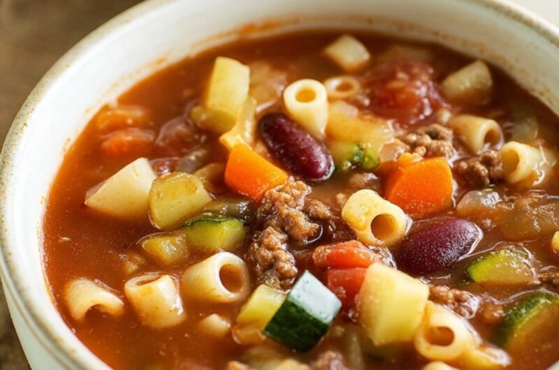 Crock Pot Beef Minestrone Soup