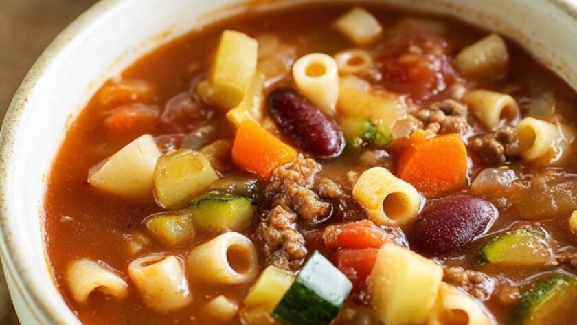 Crock Pot Beef Minestrone Soup