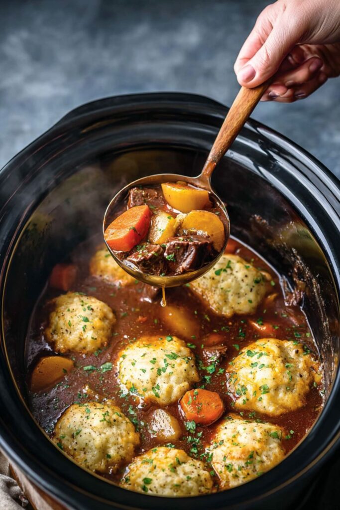 Crock Pot Beef Stew With Dumplings