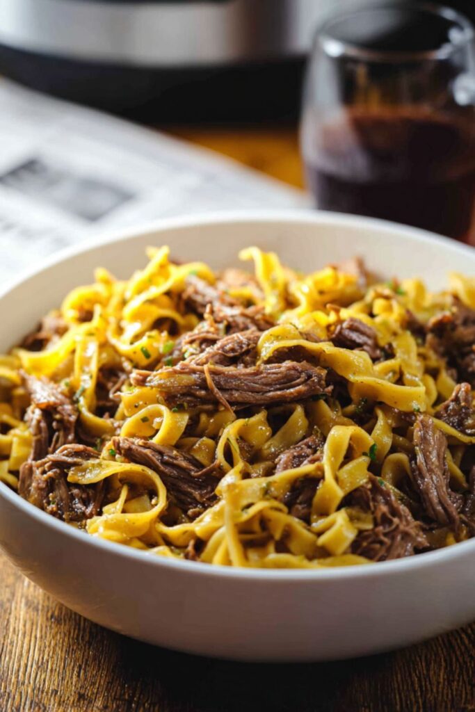 Crock Pot Mississippi Beef Noodles