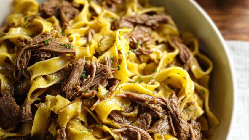 Crock Pot Mississippi Beef Noodles