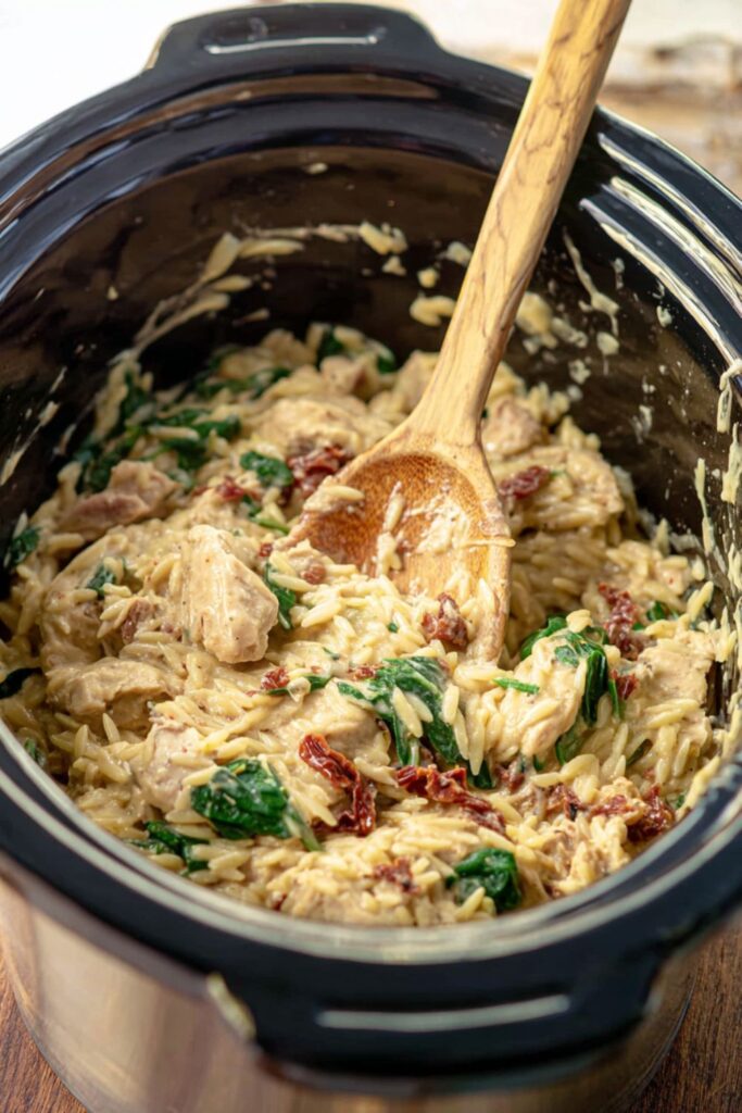 Crock Pot Tuscan Chicken Orzo