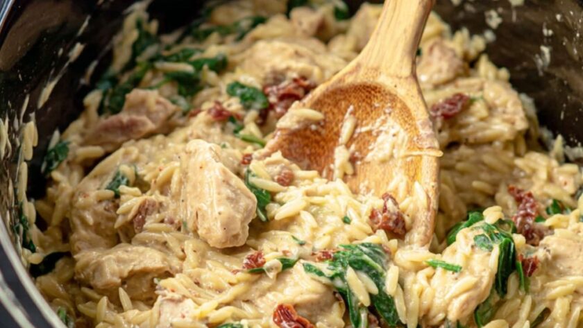 Crock Pot Tuscan Chicken Orzo