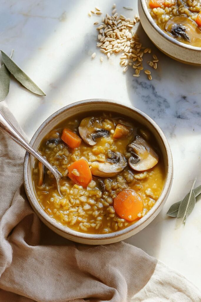 Crock Pot Mushroom Barley Soup
