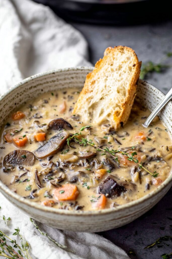 Crock Pot Mushroom Wild Rice Soup