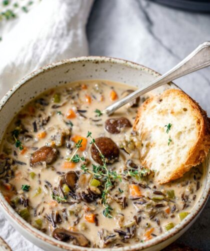 Crock Pot Mushroom Wild Rice Soup