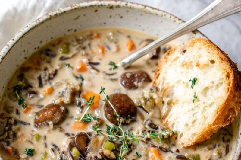 Crock Pot Mushroom Wild Rice Soup