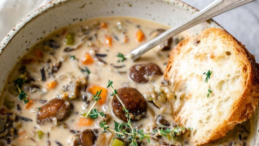 Crock Pot Mushroom Wild Rice Soup