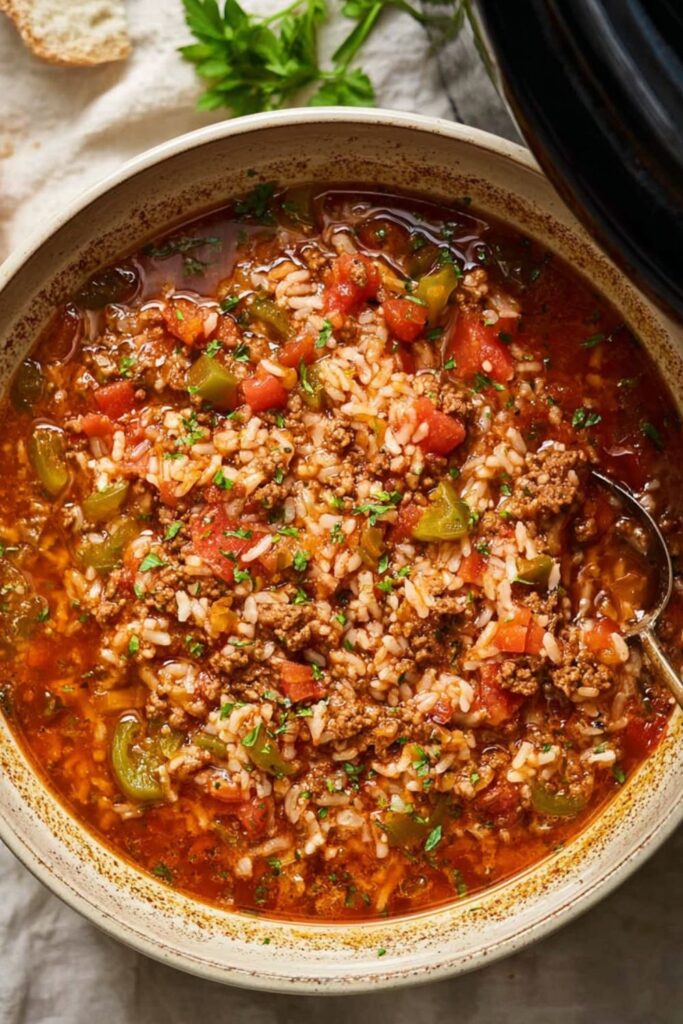 Crock Pot Stuffed Pepper Soup 