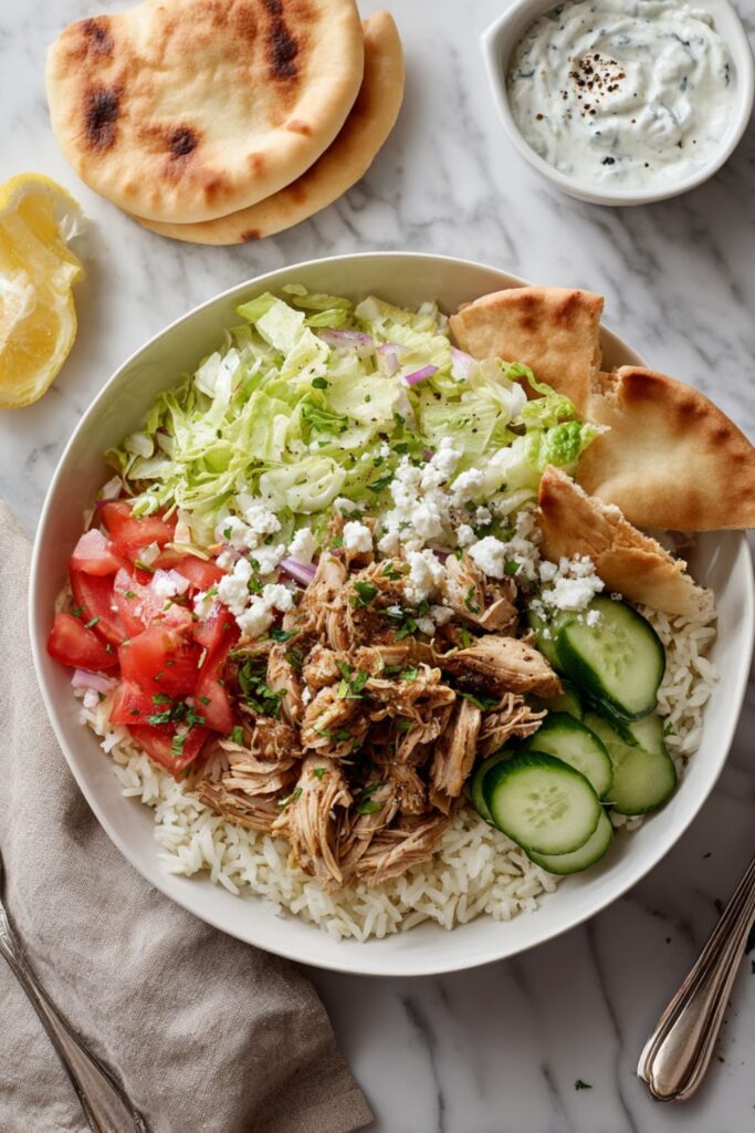 Crock Pot Chicken Gyro Bowls