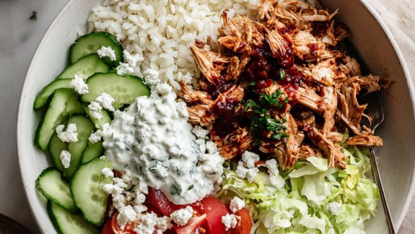 Crock Pot Chicken Gyro Bowls