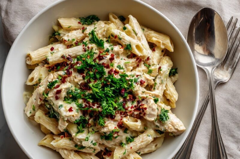 Crock Pot Chicken Garlic Parmesan Pasta