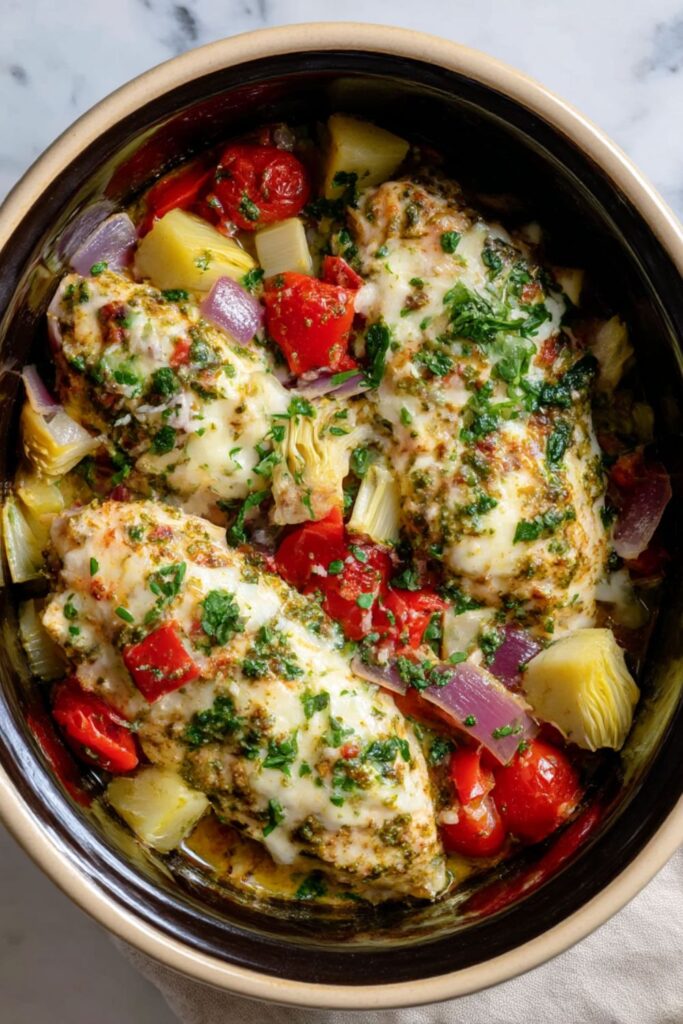 Crock Pot Chicken Spinach Artichoke Pasta