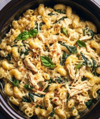 Crock Pot Chicken Spinach Artichoke Pasta