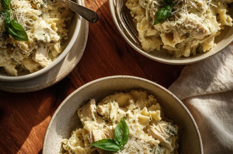 Crock Pot Chicken Pesto Alfredo