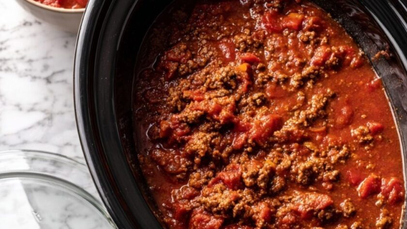 Crock Pot Beef Meat Lovers Spaghetti Sauce