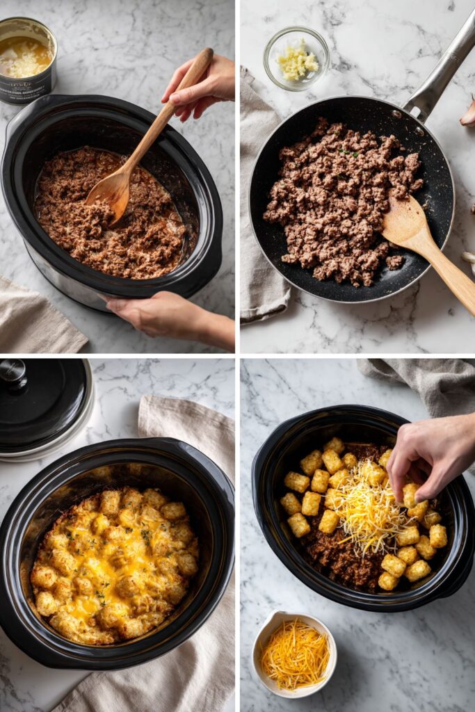 Crock Pot Beef Tater Tot Casserole