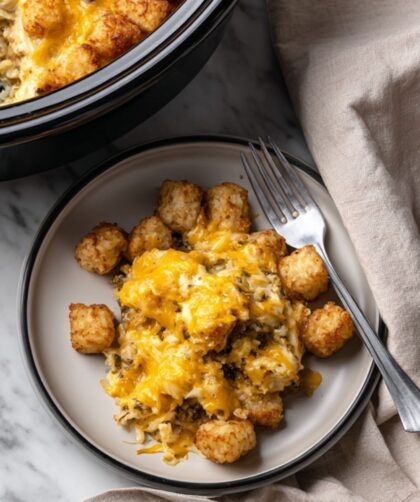 Crock Pot Beef Tater Tot Casserole