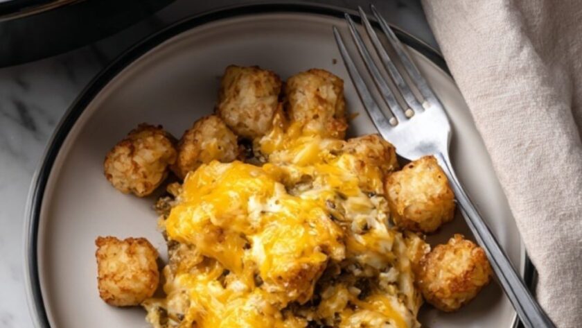 Crock Pot Beef Tater Tot Casserole