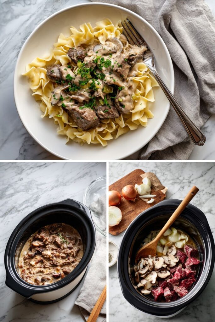 Crock Pot Creamy Celery Beef Stroganoff