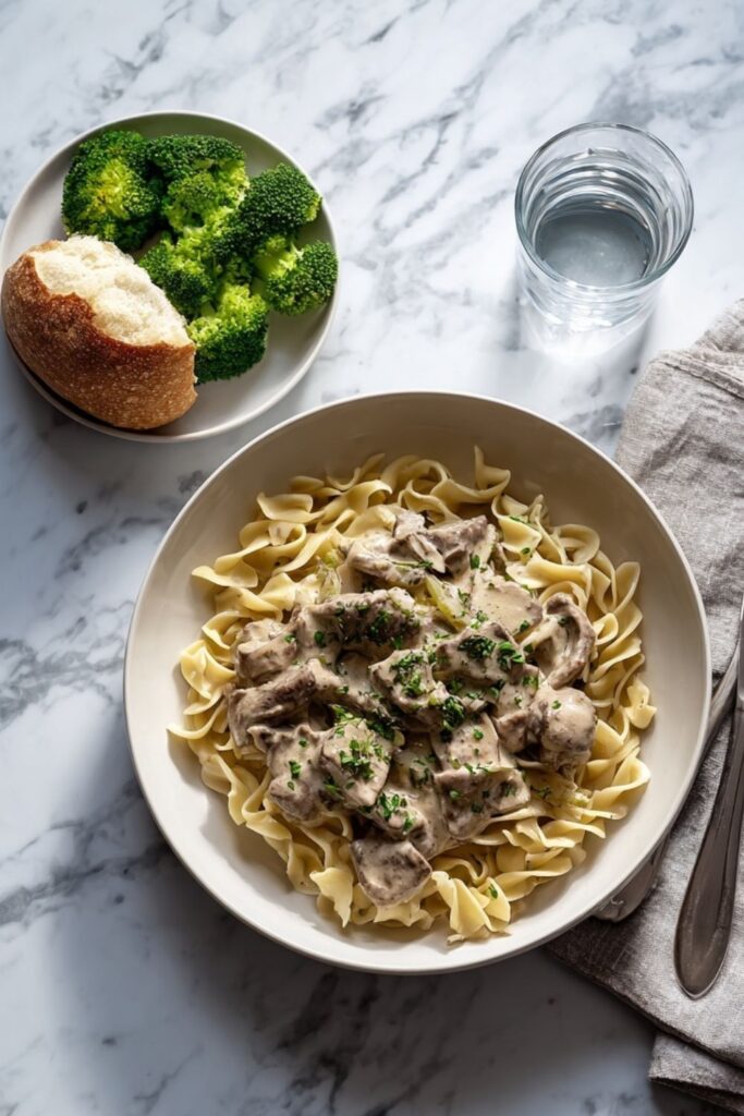 Crock Pot Creamy Celery Beef Stroganoff