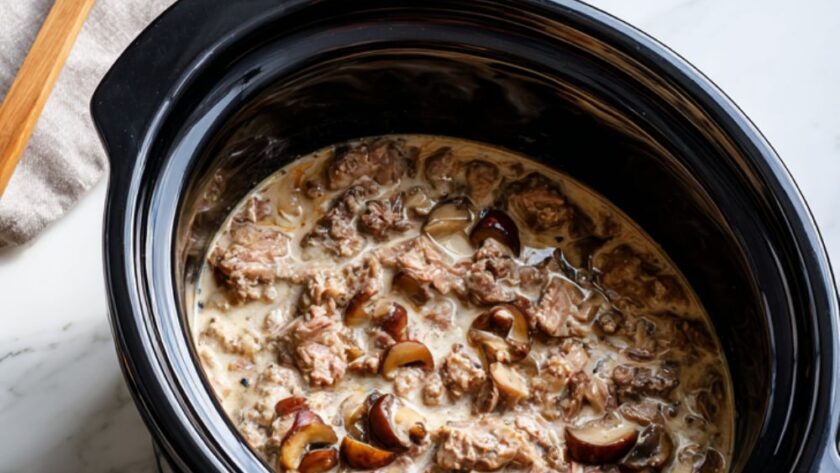 Crock Pot Creamy Celery Beef Stroganoff
